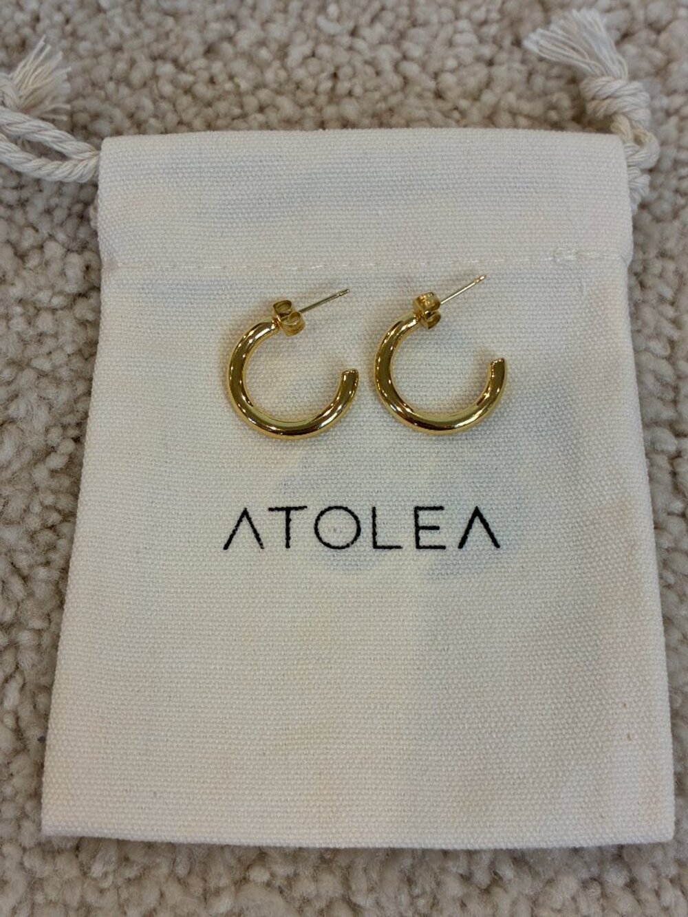 NWOT Atolea Waterproof No Tarnish No Fade Gold Tube Hoop Earrings